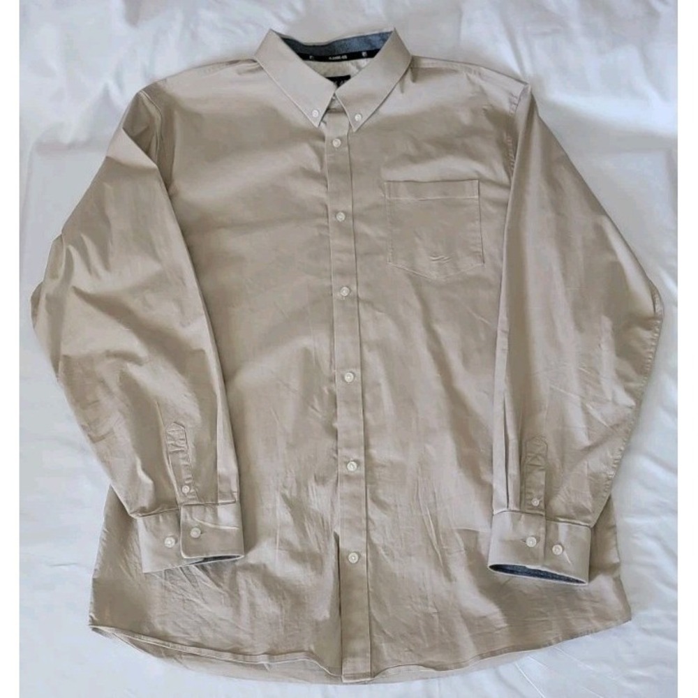 RANK 45 Men's Beige Long Sleeve Button Down Shirt Size XL